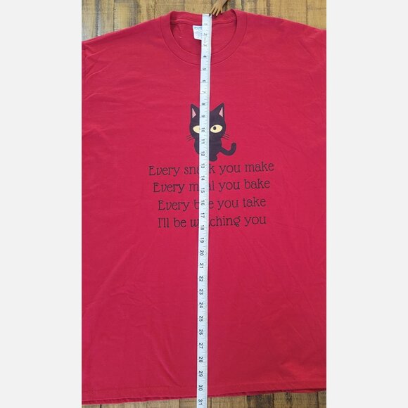 NWOT Red with Black Cat and Text Short-Sleeved Tee-Shirt - XL, *FAN FAVO… - Picture 5 of 7